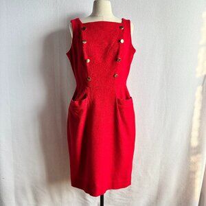 1950s Red Wool Jumper Dress